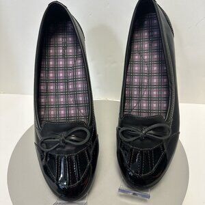 L.L. Bean Women's Coastal Skimmer Black Patent Loafers Size 9.5